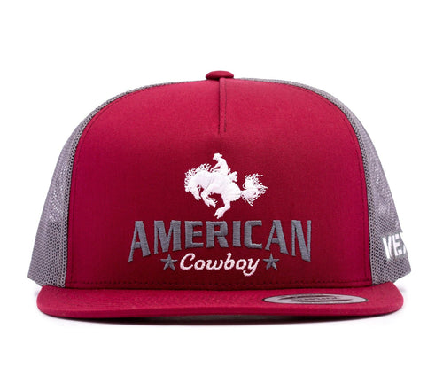 American Cowboy - Bronc - Rojo baya/Malla gris